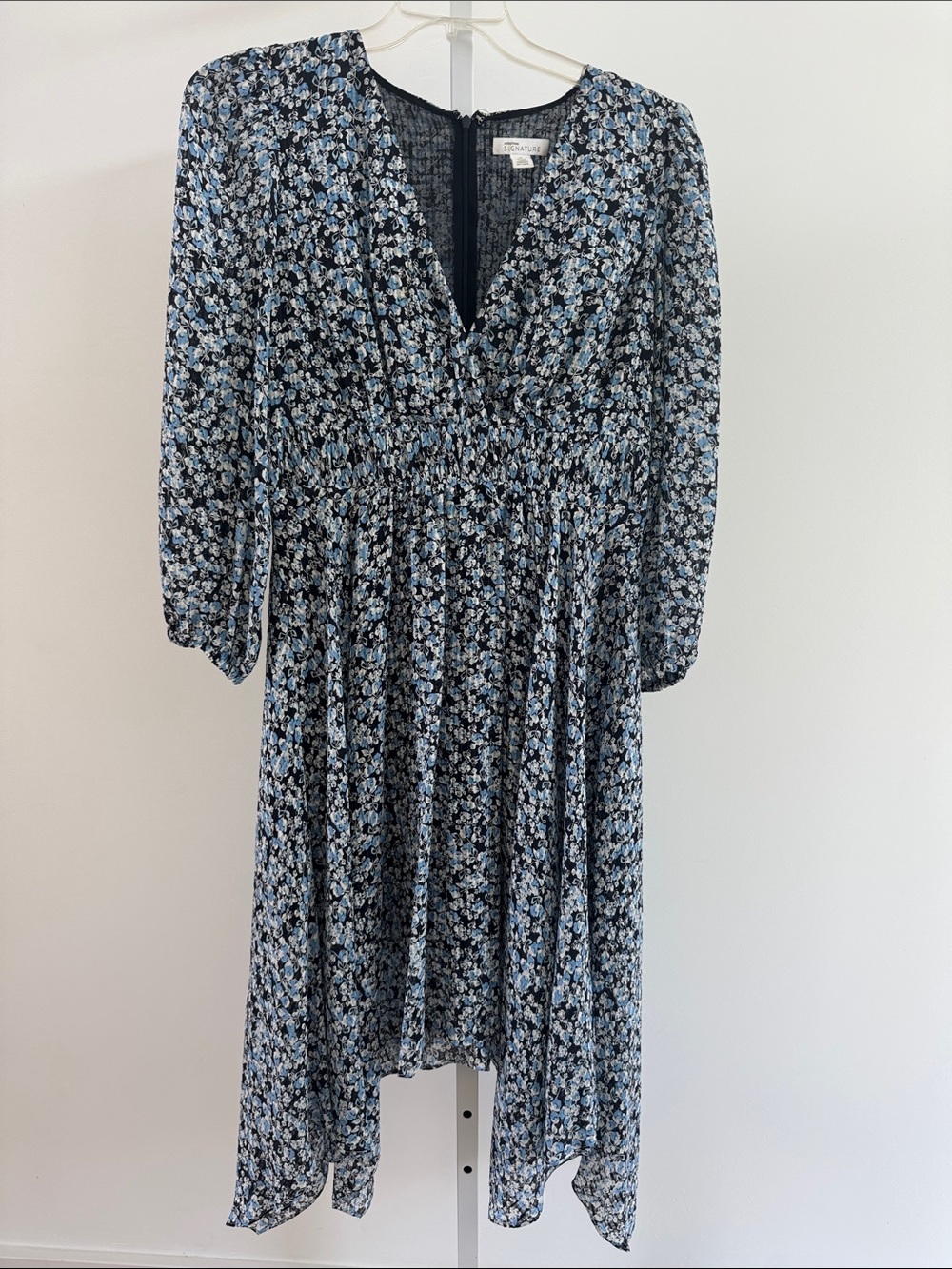 Nordstrom Signature Navy Blue Floral High-Low Midi Dress